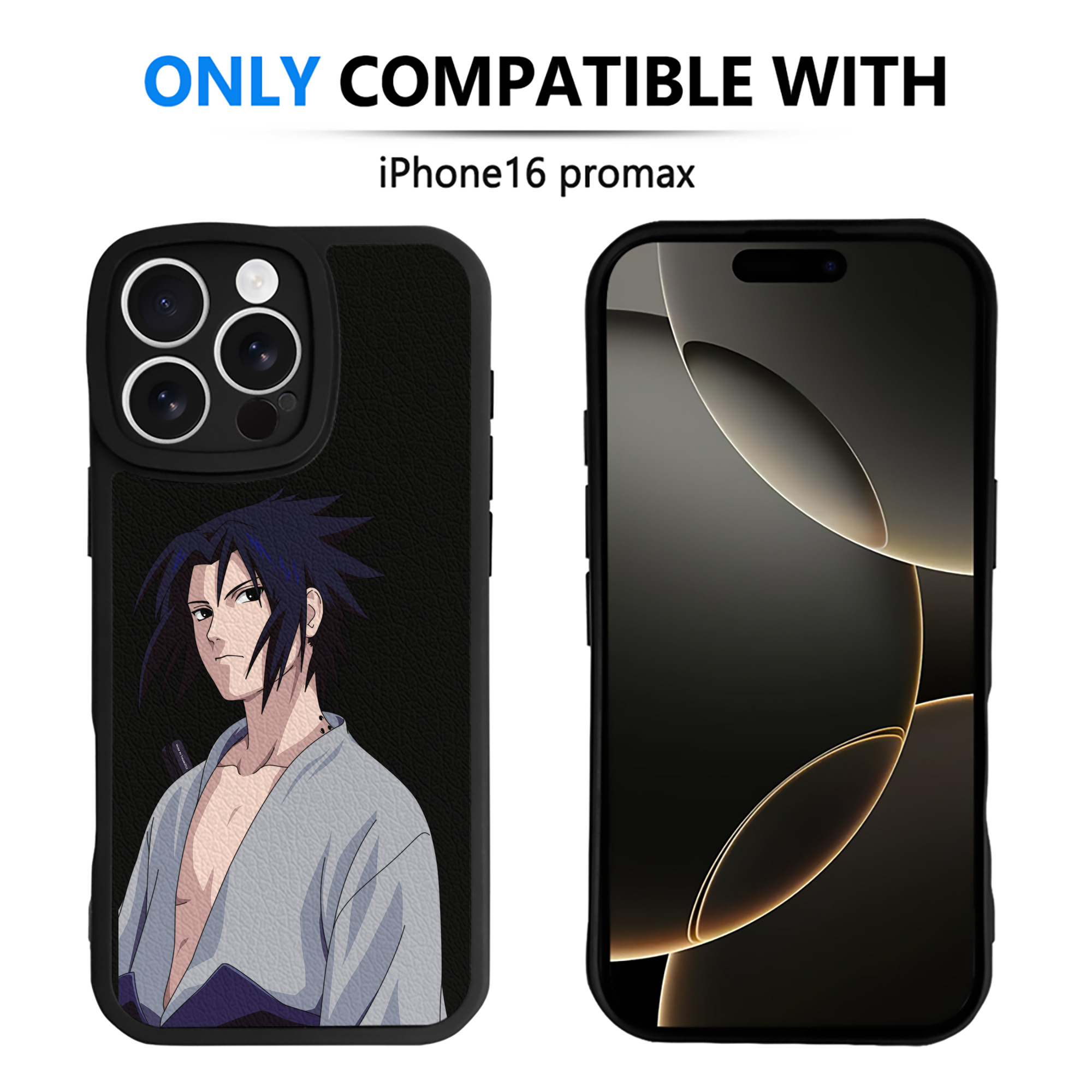 （画像用） NARUTO -ナルト- うちは サスケ Uchiha Sasuke 【iPhone 16シリーズ対応】シリコンスマホケース（レザー調） 材質：シリコン